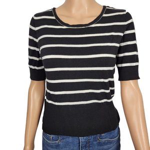 White House Black Market Women's Striped Sweater With Beaded Neckline Size S